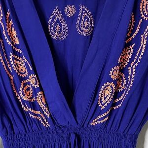 Viddah Blue & Orange Maxi Beach Dress
